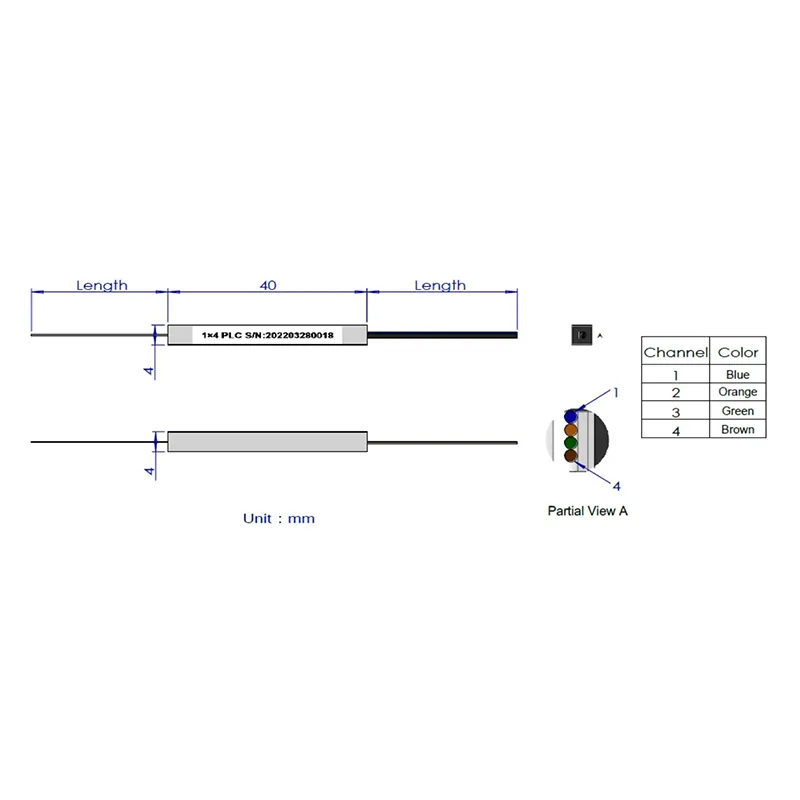 1*4 1*8 PLC ayırıcı (çıplak fiber tipi)